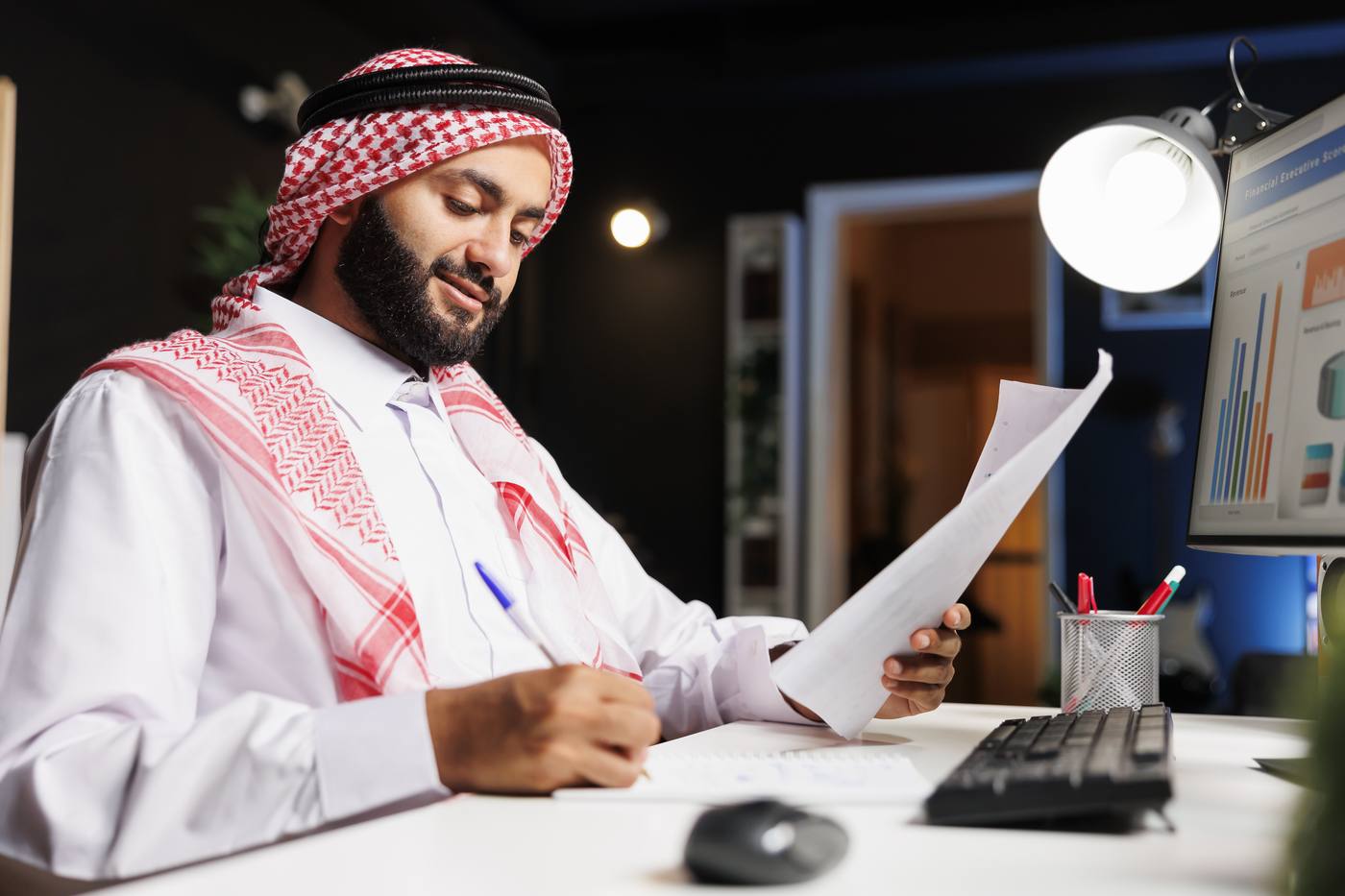 Advocate reviewing a client's employment documents