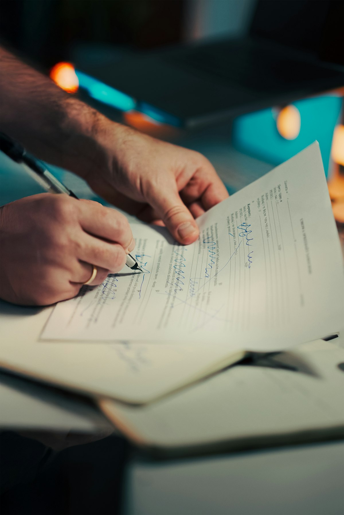 A contract being signed with a pen